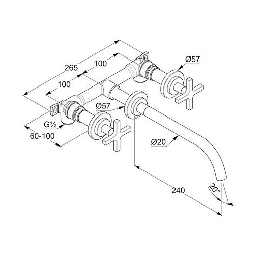 Смеситель для раковины (настенный) KLUDI Nova Fonte Classic хром 201460520