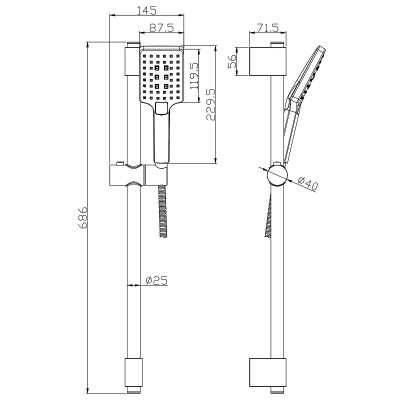 Душевой гарнитур Rossinka AC-27 хром 3 режима
