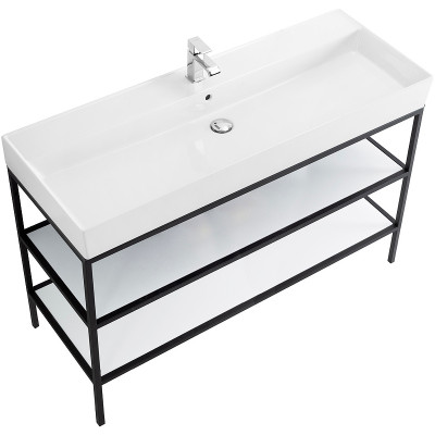 Консоль под раковину Cezares Cadro 120 CADRO-120/46/73-2C-PIA-MET-ST черная матовая напольная