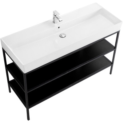 Консоль под раковину Cezares Cadro 120 CADRO-120/46/73-2C-PIA-MET-ST черная матовая напольная