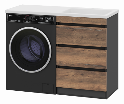 Тумба напольная Misty Коломбо 560x470x853 темное дерево, серый (П-Кол06060-0113Я) с раковиной справа