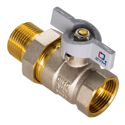 Шаровой кран CTM СТАНДАРТ 3/4" для воды с накидной гайкой и ручкой CWAFM034