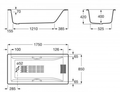 Ванна чугунная отдельностоящая 170х80 Jacob Delafon Volute 6D063-00 овальная белый