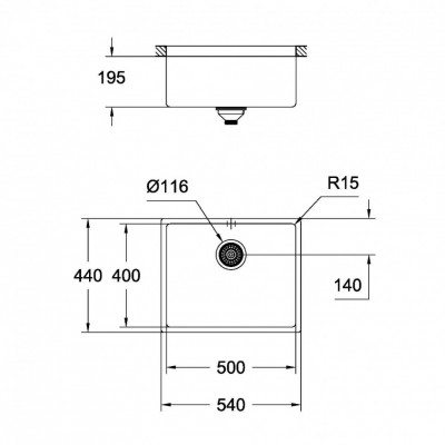 Мойка GROHE K700U Cube с одной чашей, 500 x 400 мм, темный графит матовый (31574AL0)