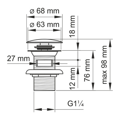 WasserKRAFT Mindel A153 донный клапан Push-up, белый