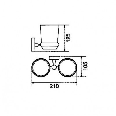 VERAGIO BONJOUR CROMO VR.BNR-7842.CR стакан с настенным держателем, двойной, хром/керамика