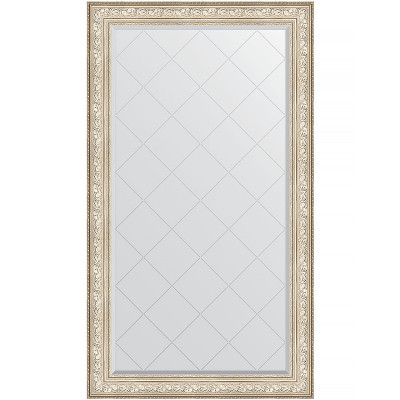 Зеркало настенное Evoform ExclusiveG 175х100 BY 4426 с гравировкой в багетной раме Виньетка серебро 109 мм