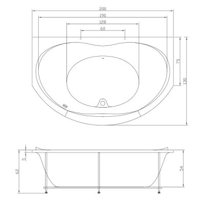 Акватика Акварама Сенса ванна с гидромассажем, 200 см х 130 см