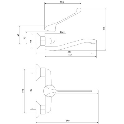 Смеситель для кухни настенный локтевой Славен Хирург Х хром (СЛ-ОД-Х24)
