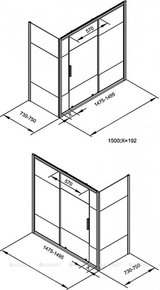 Боковая стенка Aquanet Practic AE10-F-75H150U-CP 750x1500, прозрачное стекло (00243617)