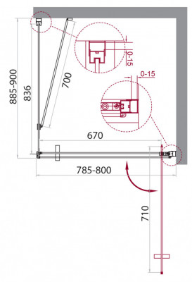 Душевой уголок BelBagno MARMI-AH-1-80/90-C-Cr прямоугольный 80x90x195 см. хром