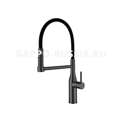 Смеситель для кухни с гибким изливом Gappo однорычажный черный (G4398-51)