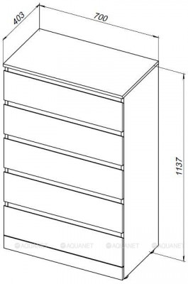 Комод для ванной Aquanet Сканди 700x400 Дуб эдгрейн 5 ящиков (00302551)