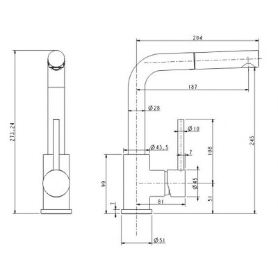 Смеситель для кухни Paulmark Kassel Ka214311-401TB антрацит с выдвижным изливом