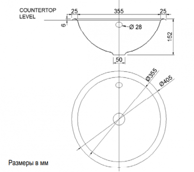 Матовая раковина с переливом Nofer 13030.RS