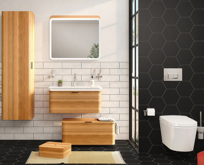 Шкаф-пенал в ванную Vitra Nest Trendy 45 L 56187 подвесной Натуральное дерево