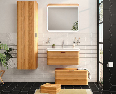 Шкаф-пенал в ванную Vitra Nest Trendy 45 L 56187 подвесной Натуральное дерево