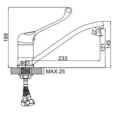 Локтевой смеситель для кухни Ledeme L4979 H79 однорычажный хром