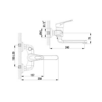 Lemark Luna LM4114C смеситель для ванны с ручным душем и шлангом, хром