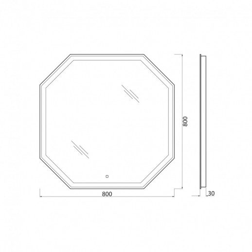 Зеркало с встроенным светильником и сенсорным выключателем Belbagno spc-ott-800-800-led-tch