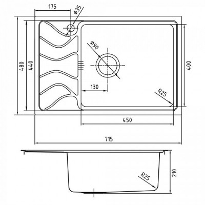 Мойка кухонная из нержавеющей стали IDDIS Reeva (REE71SRi77), классический дизайн