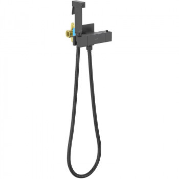 Гигиенический душ со смесителем Aquatek Либра AQ1028MB с термостатом черный матовый встраиваемый