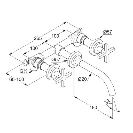 Смеситель для раковины (настенный) KLUDI Nova Fonte Classic хром 201440520