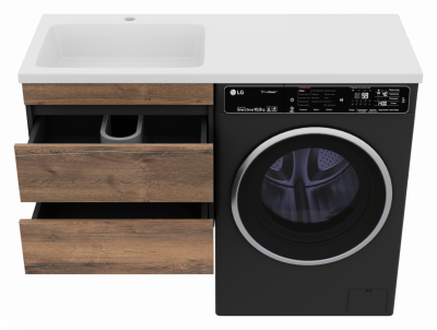 Тумба подвесная Misty Коломбо 560x470x510 темное дерево, серый (П-Кол06060-011П2Я) с раковиной слева