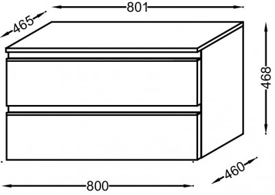 Дополнительный модуль 80 см, 2 выдвижных ящика, белый блестящий, Jacob Delafon «VOX» (EB2061-RA-N18)