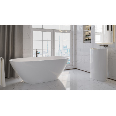 Ванна овальная WHITECROSS Onyx D 160x75 белый глянец иск. камень (0207.160075.100)