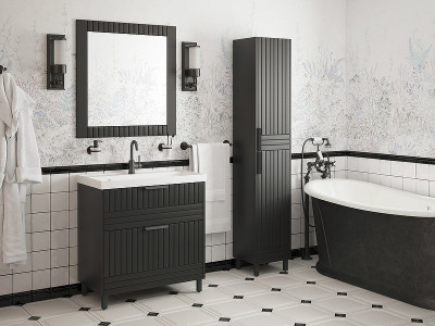 Шкаф пенал в ванную Corozo Терра 35 SD-00001325 графит матовый