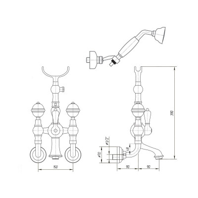 MIGLIORE Cristalia SWAROVSKI 18585 смеситель для ванны, хром
