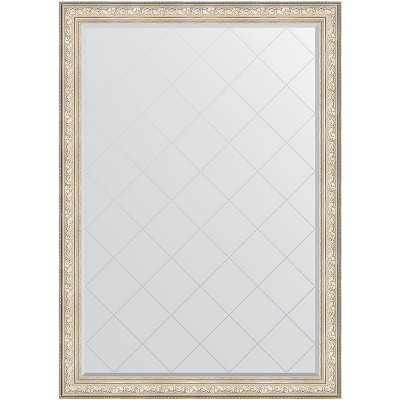 Зеркало настенное Evoform ExclusiveG 190х135 BY 4512 с гравировкой в багетной раме Виньетка серебро 109 мм