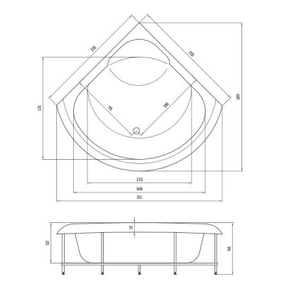 Акватика Тема Стандарт ванна без гидромассажа, 150 см х 150 см