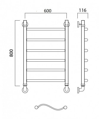 Водяной полотенцесушитель Акванерж Волна 800х600 (05-078060)