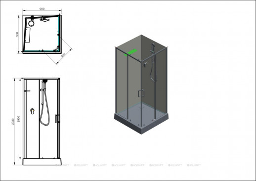 Душевая кабина Aquanet Passion EVO S Квадрат White 90x90, набор квадратная (00281963)