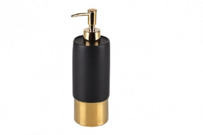 Дозатор для жидкого мыла Primanova черно-золотой, MATILDA, 7х7х20 см керамика D-20360