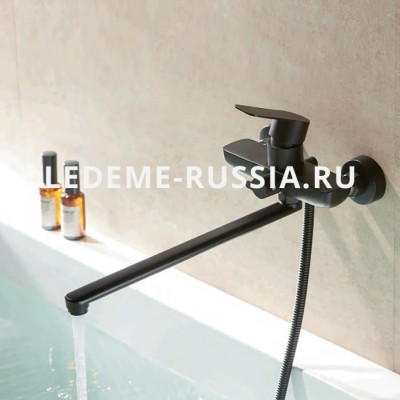 Смеситель для ванны Ledeme H718B L72218B однорычажный поворотный, черный