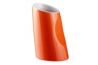 Стакан для зубных щеток Primanova глянцевый, бело-оранжевый, Akik-Oranj, 8х8х12,5 см керамика D-14302