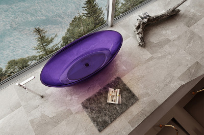 Ванна из полиэфирной смолы Abber Kristall 180х85 AT9702Amethyst фиолетовая без г-ажа овальная 250 л