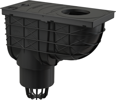 Ливнеотвод 300×155/110 мм, сток – прямой, черный AlcaPlast AGV1