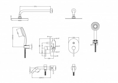Душевой комплект Bronze de Luxe SCANDI встраиваемый черный матовый (9010B)