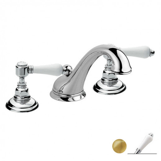 Nicolazzi Classica 1408 GB 78 смеситель для раковины с д/к, золотая латунь/ручки P.Mont Blanc