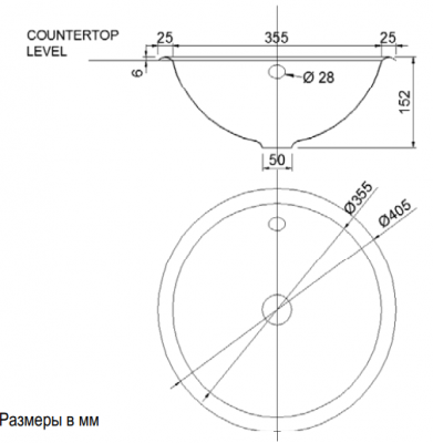 Глянцевая раковина с переливом Nofer 13030.RB