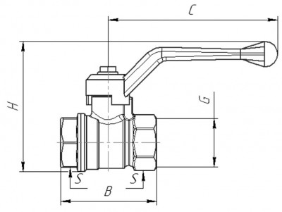 Кран шаровой с никелевым покрытием для газа, ручка-рычаг внутр/внутр. VALFEX STANDART 32, 1 1/4" (VF.271.NR3.114)