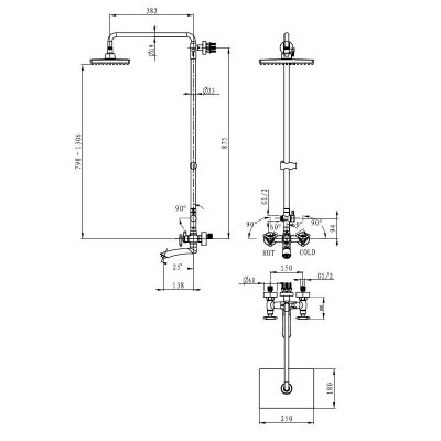 Душевая система Kaiser Trio 57288, хром