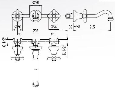 Встраиваемый смеситель для раковины CEZARES GOLF-BLS1-01