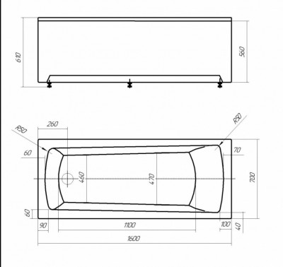 Ванна акриловая Aquatek Либра прямоугольная 160х70 NEW (без гидромассажа) LIB160N-0000006