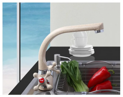 Смеситель для кухни Frap F5408-8, белый/хром