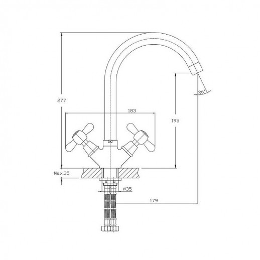 Смеситель для кухни Haiba HB4525 (латунь) хром